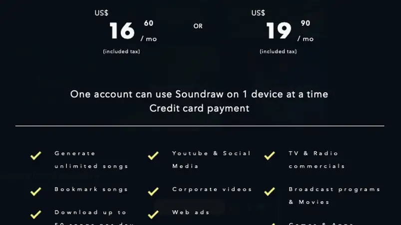 Soundraw Preismodelle